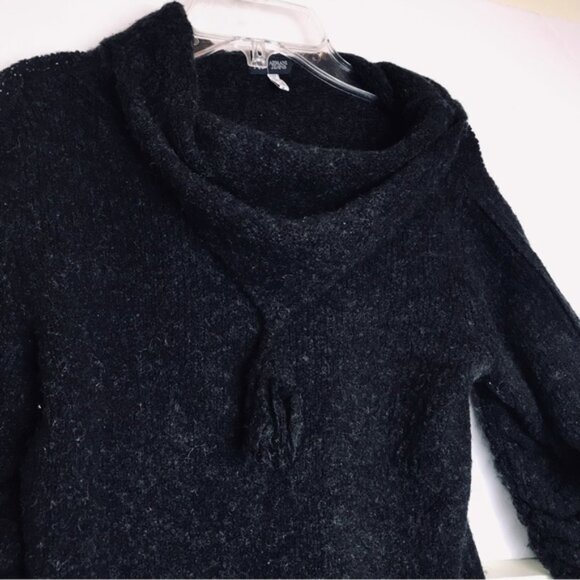 Armani Jeans Vintage Sweater Ruched Bell Sleeves Tassle Crop Stretch Cozy Hood 8 - Picture 9 of 16